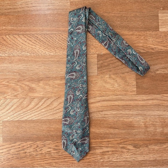OSCAR DE LA RENTA Vintage Paisley Green Tie - Picture 1 of 4
